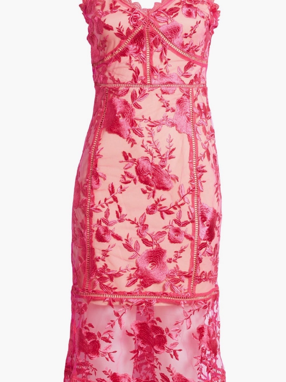 Lulus Pink Embroidered Sheer Midi Dress Small